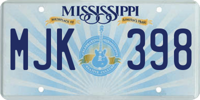 MS license plate MJK398