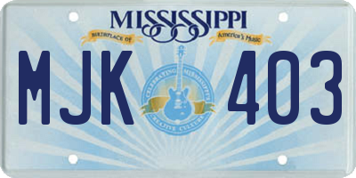 MS license plate MJK403