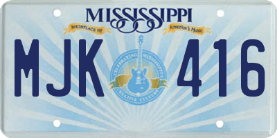 MS license plate MJK416