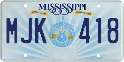 MS license plate MJK418
