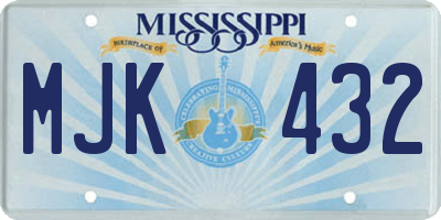 MS license plate MJK432