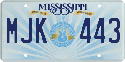 MS license plate MJK443