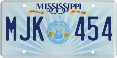 MS license plate MJK454