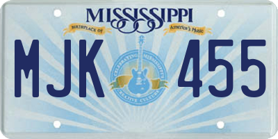 MS license plate MJK455