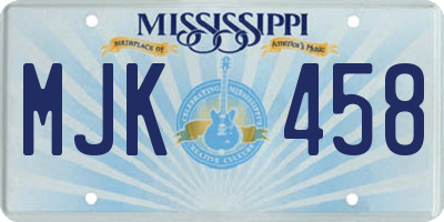 MS license plate MJK458