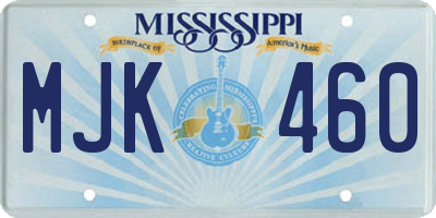 MS license plate MJK460