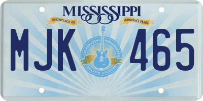 MS license plate MJK465