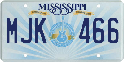 MS license plate MJK466