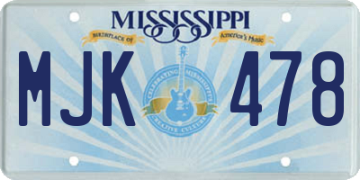 MS license plate MJK478