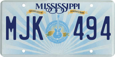 MS license plate MJK494
