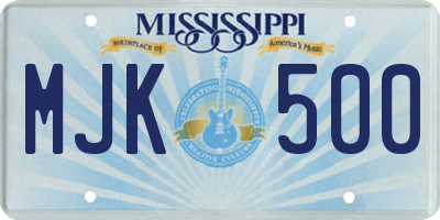 MS license plate MJK500