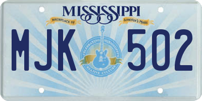 MS license plate MJK502