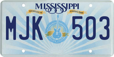 MS license plate MJK503