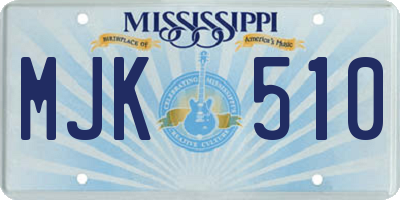 MS license plate MJK510