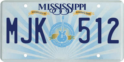 MS license plate MJK512