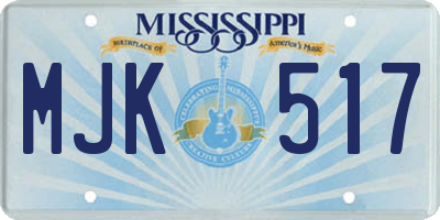 MS license plate MJK517