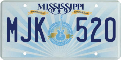 MS license plate MJK520