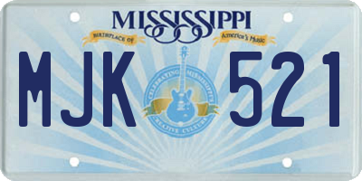 MS license plate MJK521