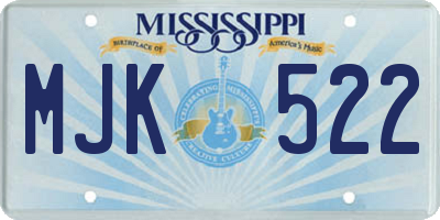 MS license plate MJK522