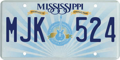 MS license plate MJK524