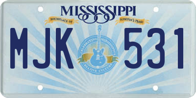 MS license plate MJK531