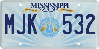 MS license plate MJK532