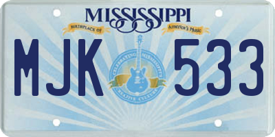 MS license plate MJK533