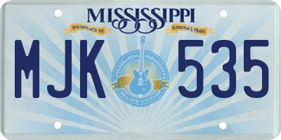 MS license plate MJK535