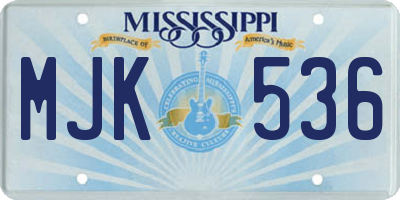 MS license plate MJK536