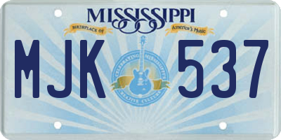 MS license plate MJK537