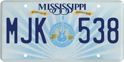 MS license plate MJK538