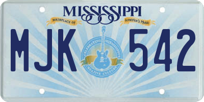 MS license plate MJK542