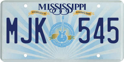 MS license plate MJK545