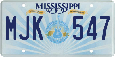 MS license plate MJK547