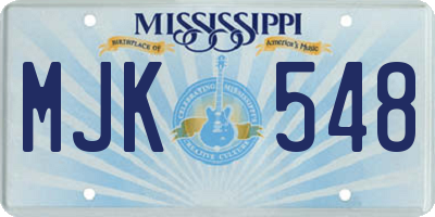 MS license plate MJK548