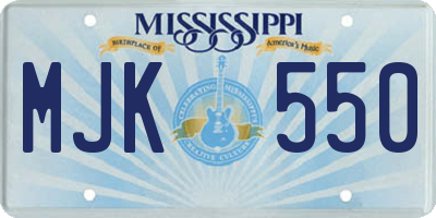 MS license plate MJK550