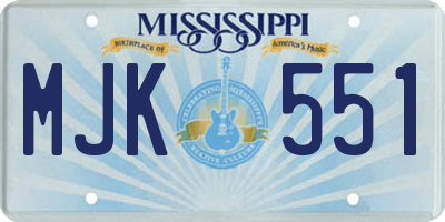 MS license plate MJK551