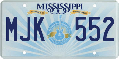 MS license plate MJK552