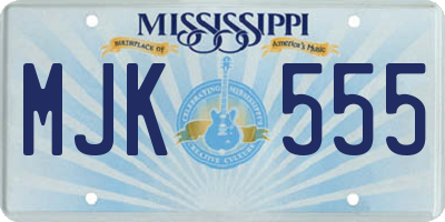 MS license plate MJK555
