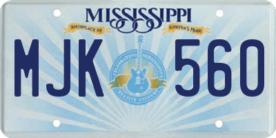 MS license plate MJK560