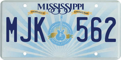 MS license plate MJK562
