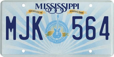MS license plate MJK564