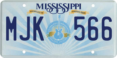 MS license plate MJK566