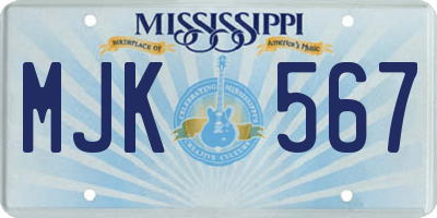 MS license plate MJK567