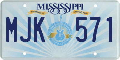 MS license plate MJK571