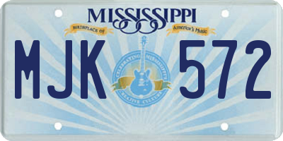 MS license plate MJK572