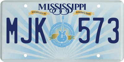 MS license plate MJK573
