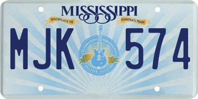 MS license plate MJK574