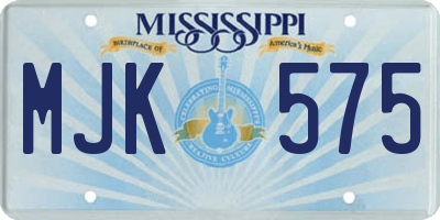 MS license plate MJK575
