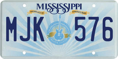 MS license plate MJK576